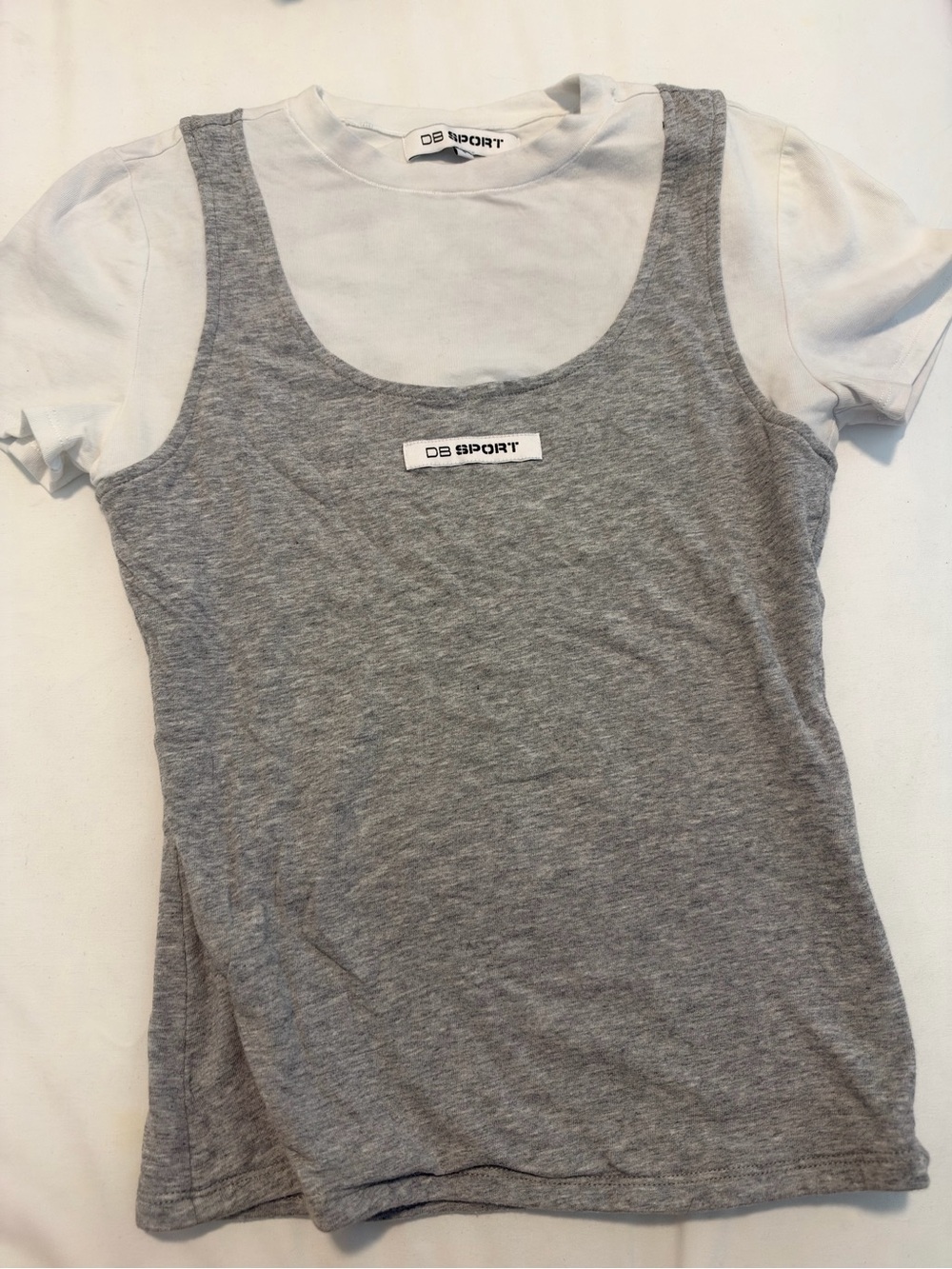 Dairy boy sport Women's Gray Layered Tank Top with White Tee